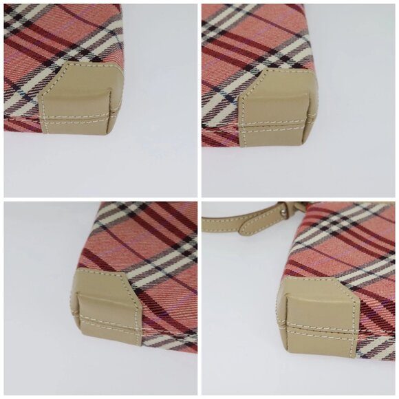 BURBERRY Nova Check Blue Label Shoulder Bag Canvas 2way Pink Silver Auth BD1626 - Picture 16 of 16